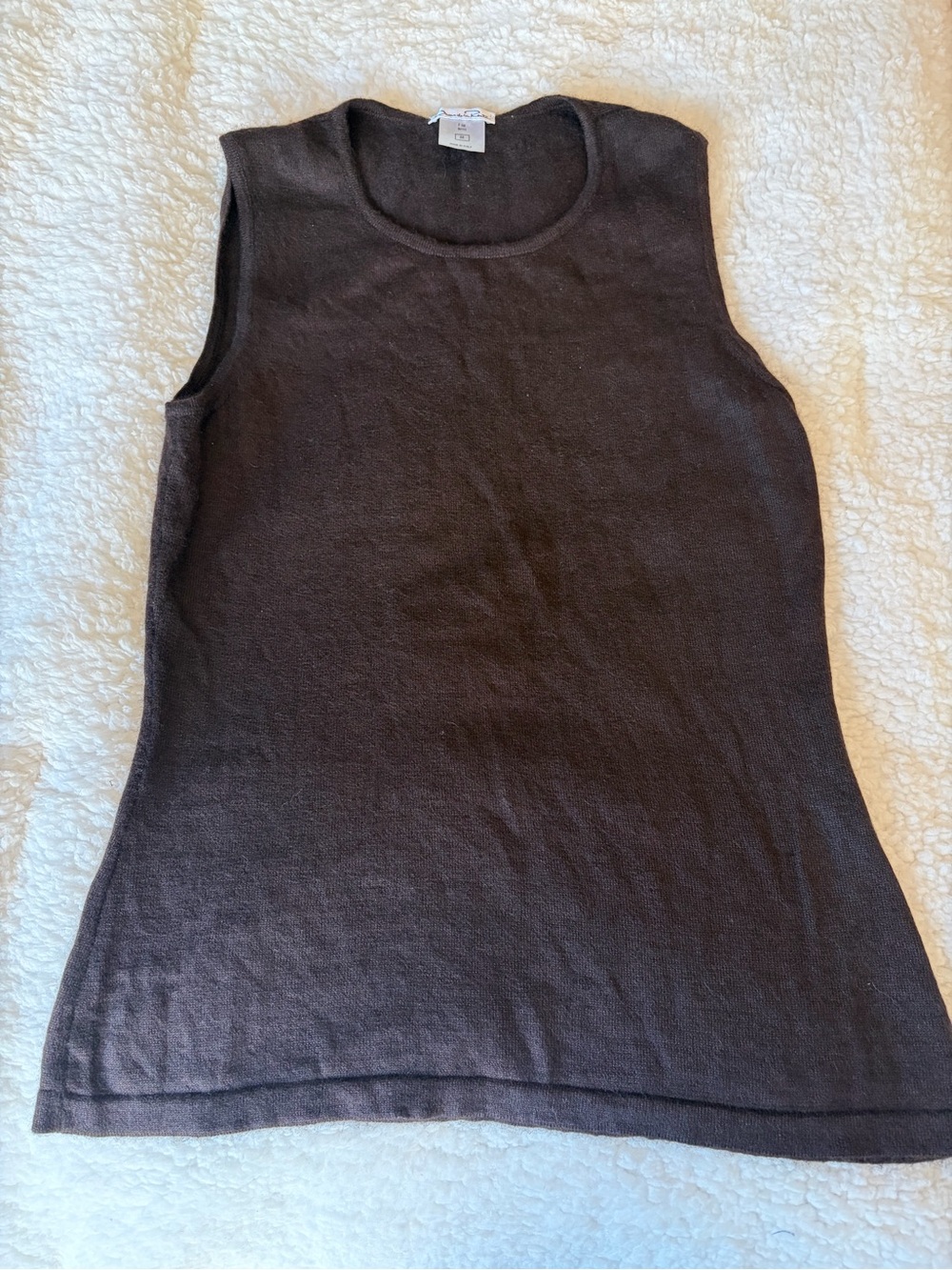 Oscar de la Renta Cashmere Silk Tank Top Shell Brown Made in Italy Size M